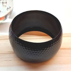 Wide Hammered Metal Bangle
